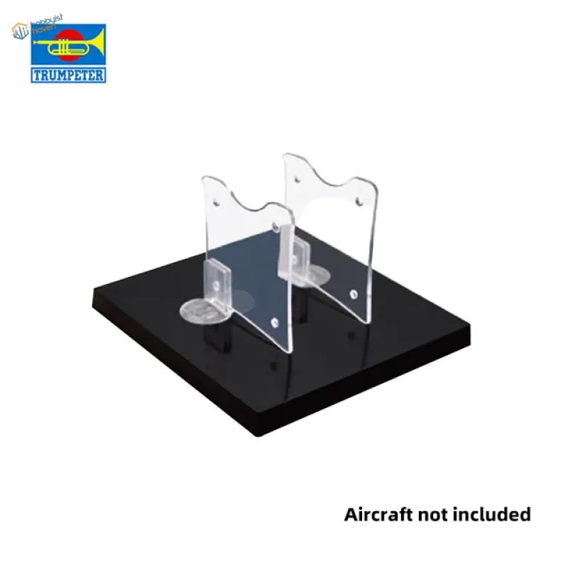Clear acrylic model aircraft display stand with black base