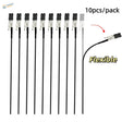 Ten black flexible alligator clips with silver metal jaws packaged for easy handling in a model painting clip and stand system magnetic alligator clips