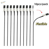Ten black flexible alligator clips with silver metal jaws packaged for easy handling in a model painting clip and stand system magnetic alligator clips