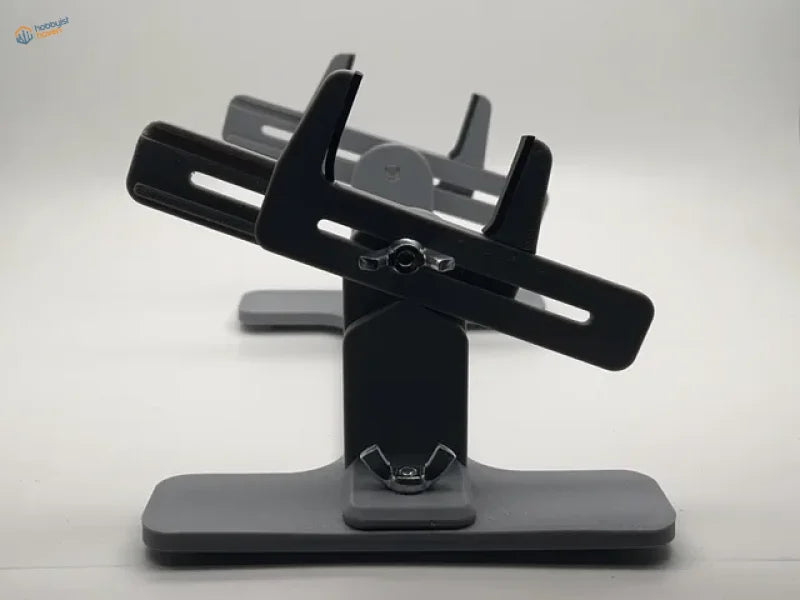 Sleek black and gray adjustable model ship holder stand