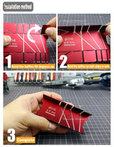 Red metallic baffle insert with white engraved Chinese characters for multi-angle cutting tool