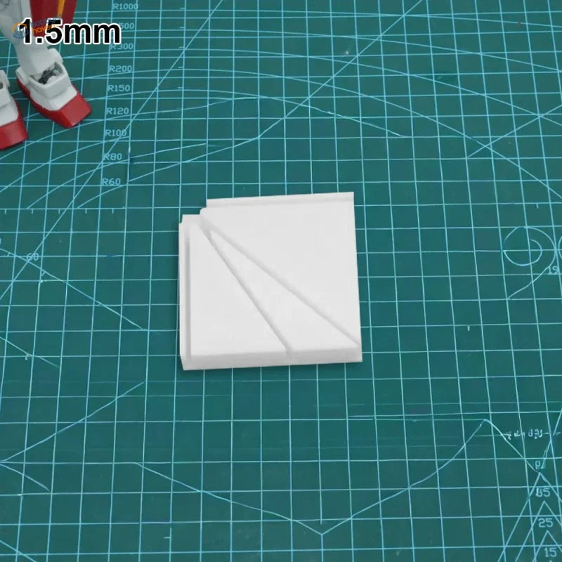 White 1.5mm thick plastic multi-angle gluing jig part with diagonal grooves for scale modeling tools and model building tools