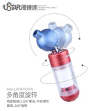 Red ustar movable moisture trap with blue spherical top and threaded ports