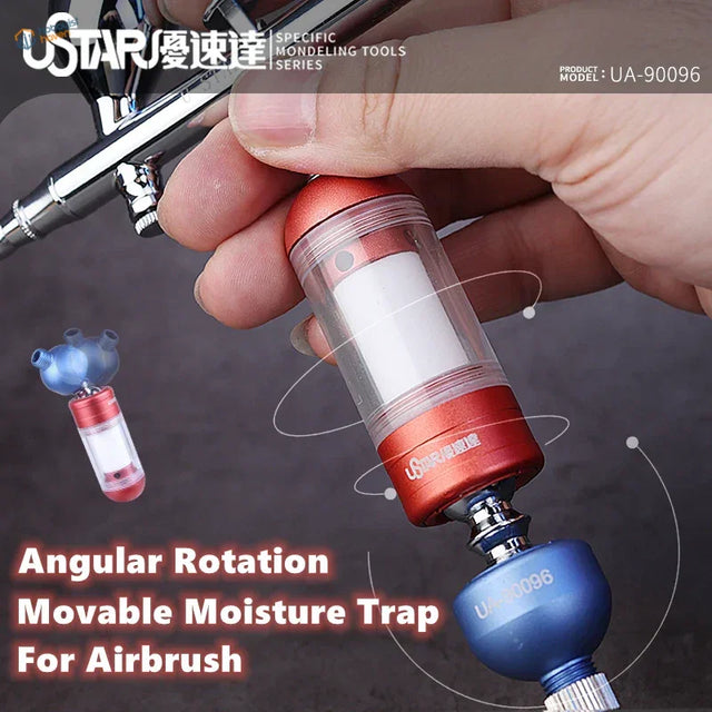 Red and clear plastic multi-angle movable moisture trap for airbrush UA-90096
