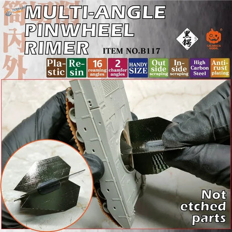 Black multi-angle pinwheel rimer with high carbon steel blades