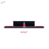 Sleek red multi-angle sliding sander on black stand with silver cap