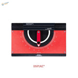 Red and black AT-MA precision angle gauge on multi-angle sliding sander