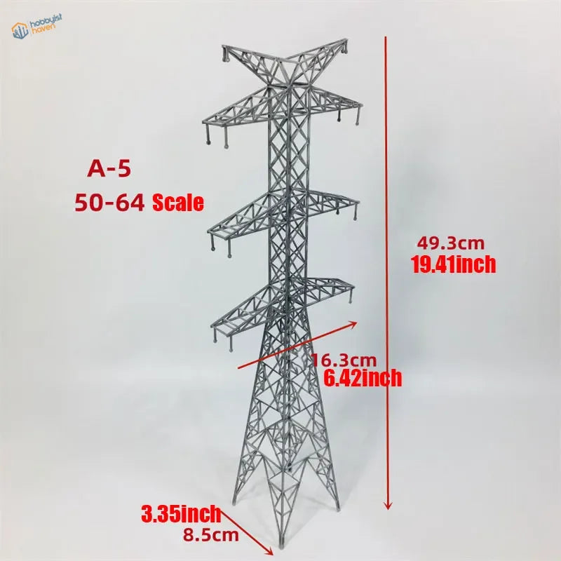 Detailed silver 1/50-1/64 scale A-5 transmission tower model