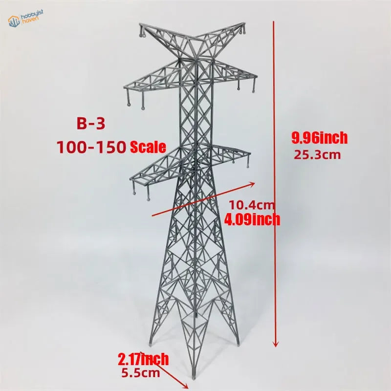 Gray metal B-3 100-150 scale transmission tower model for multiple scales transmission