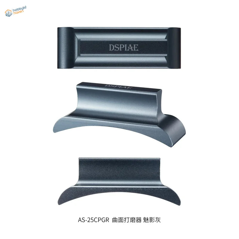 AS-25CPGR curved angled sanding board in matte dark gray finish