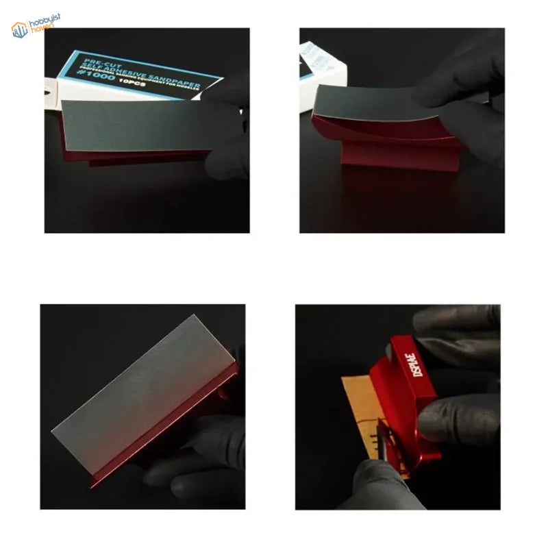 Red tops angled sanding board with gray abrasive surface