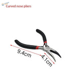 Black-handled insulated pliers with curved nose for scale modeling tools