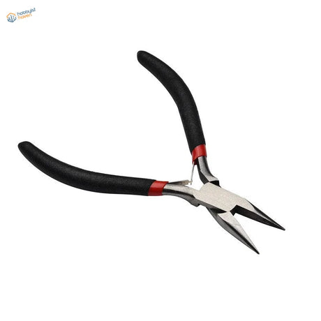 Black-handled insulated needle-nose pliers for multiple shapes in scale modeling tools