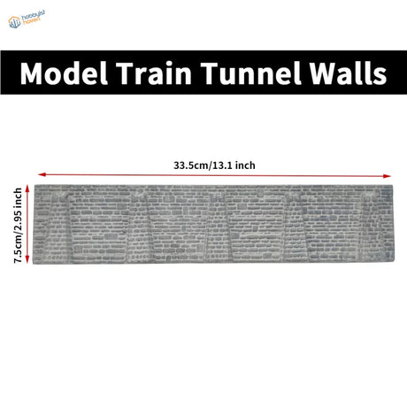 Gray textured n scale stone retaining wall with realistic brick pattern for model train tunnel or viaduct applications
