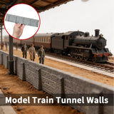 Gray textured n scale stone retaining wall tunnel walls with realistic brick pattern for model train layouts