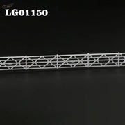 N scale white plastic building fence wall with geometric lattice-top picket design for station platform use