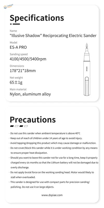 Illusive Shadow ES-A Pro reciprocating sander sleek white design