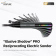 Black DSPIAE Illusive Shadow Pro reciprocating sander with RGB strip