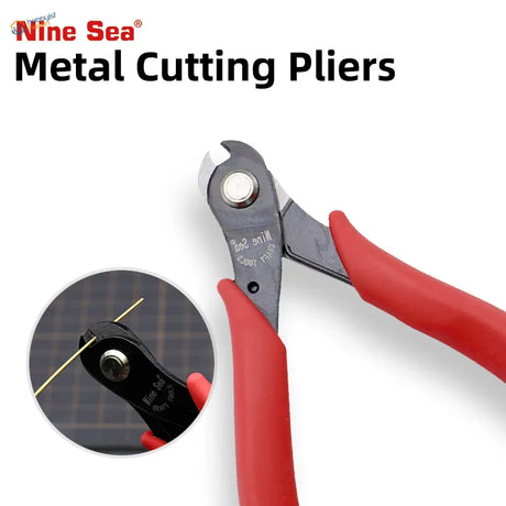 Nine Sea Tools red-handled metal cutting pliers with black head