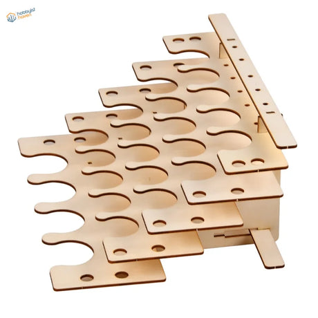 Light wooden tiered rack for paint bottles and scale modeling tools
