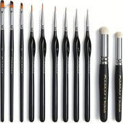 Painting weathering dry brushing brushes set: 10 black-handled fummuli brushes