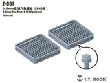 Gray plastic 0.9mm 3D-printed hexagonal rivets model T-061 by E.T. in trays