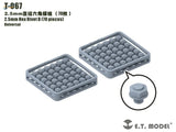Gray plastic 2.5mm 3D-printed hexagonal rivets model T-067 by E.T. in tray