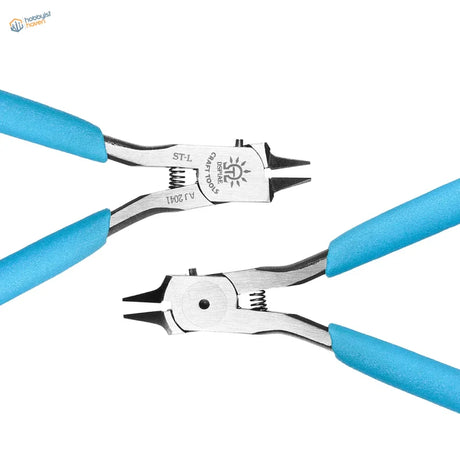 Blue-handled Photo-etch bending pliers with silver jaws and sun logo