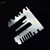 Photo etch bending tool with silver multi-tool blades and ruler
