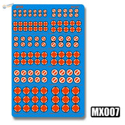 Photo etch round plates: blue sticker sheet of orange Gundam decals