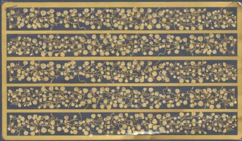Dark blue photoetch branches mat with gold vine patterns for scale modeling tools