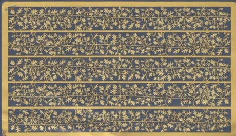 Dark blue photoetch branches with gold leaf floral patterns for scale modeling