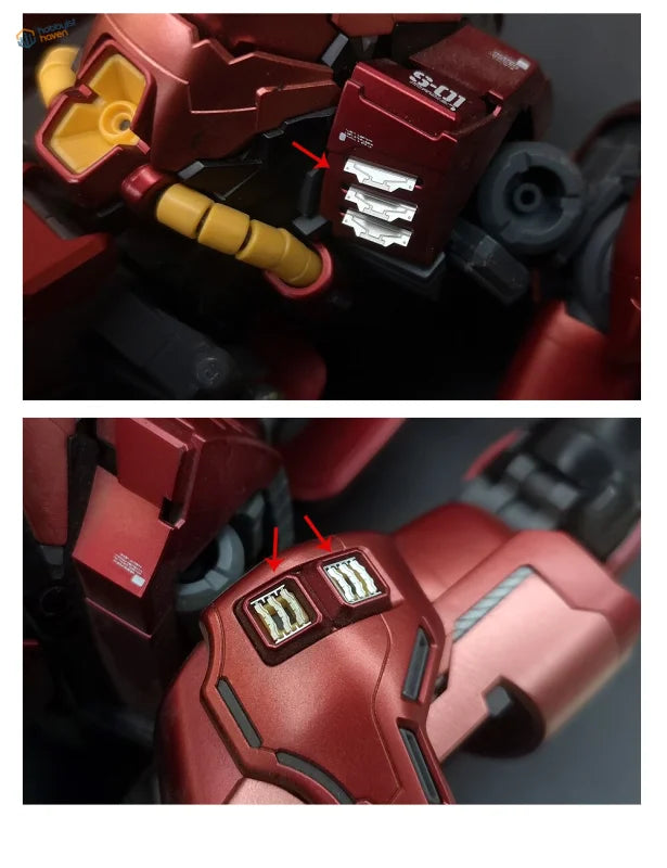 Red Gundam photoetch heat sink with s-01 markings