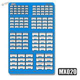 Blue photoetch heat sink mxo20 tray with labeled compartments