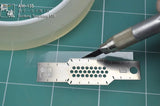 Silver AW-135 photoetched scribing template with grid holes and markings