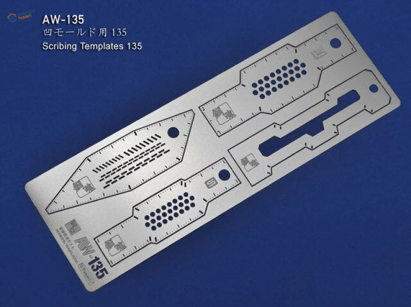 Silver photoetched scribing template with precise markings