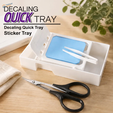 Plamokojo Water Decal Tray Set with tweezers and curved scissors