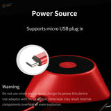 Red conical power source with black center for Portable Magnetic Paint Stirrer micro USB charging