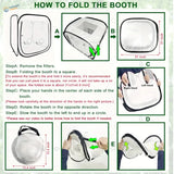 Portable spray booth foldable 30x30in 76x76cm white and black with reinforced edges and storage bag for easy storage