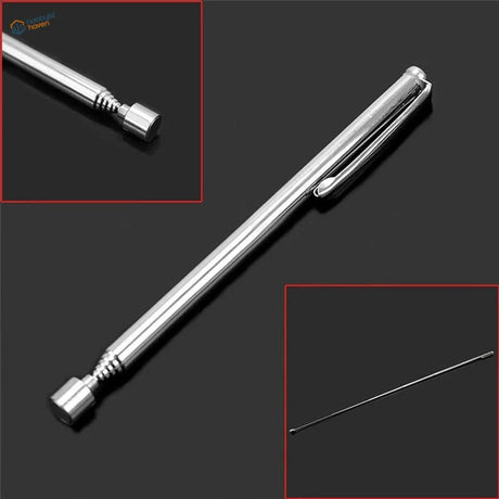 Portable telescopic magnetic pen with silver stainless steel probe