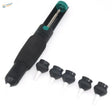 Powerful desoldering pump with black ergonomic handle, green accents