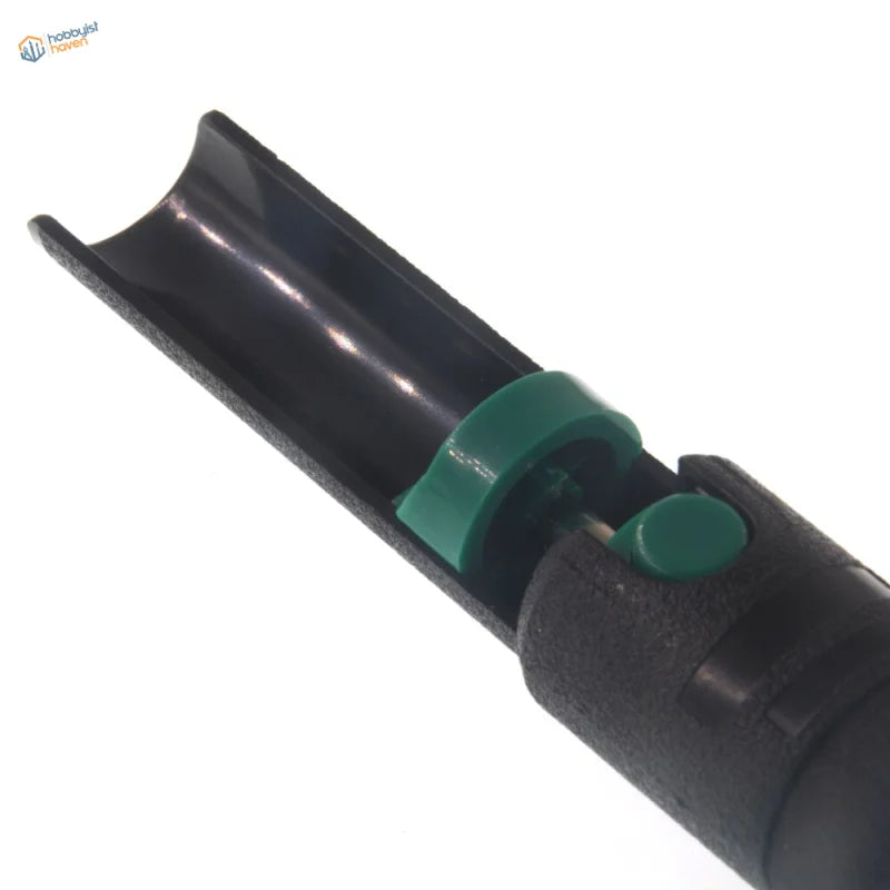 Powerful desoldering pump black handle with green clip and button
