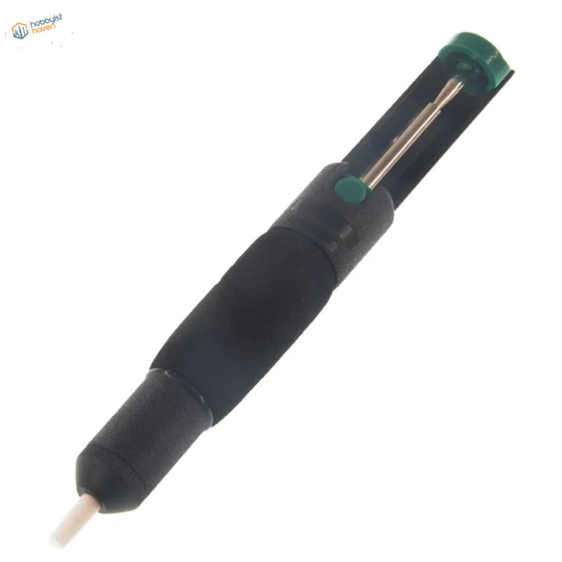 Powerful desoldering pump with black green solder sucker and extra nozzle
