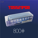 Pre-cut adhesive sandpaper for the polishing tool in a clear case