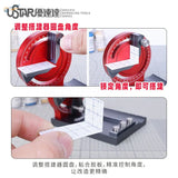 Red ustar precision angle gluing station with metallic dial