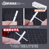 Precision center punching block with white plastic cylindrical tool