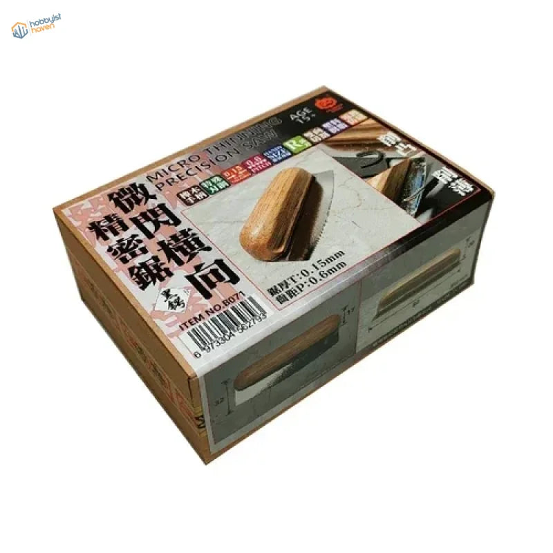 Precision mini saw with wooden micro-tapered file for scale modeling tools