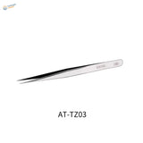 Precision stainless steel tweezers with fine pointed tips