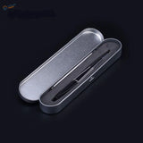 Precision tweezers for flat pieces in open silver case