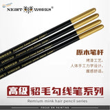 Premium mink brushes with black and gold tipped mink hair from Night Works